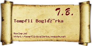 Tempfli Boglárka névjegykártya
